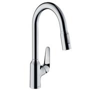 Hansgrohe Focus M42 miscelatore monocomando cucina 220, doccia estraibile, 2 getti, sBox, Colorazione: cromo