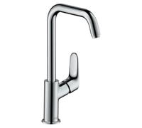 Hansgrohe Focus E2 - Miscelatore monocomando 240 per lavabo, con braccio di erogazione girevole e sistema di scarico, cromato 31609000