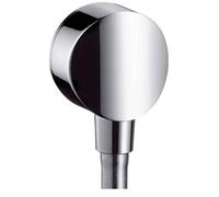 hansgrohe FixFit raccord mural S avec clapet anti-retour et coude de raccordement en plastique, chrome, 26453000, 26453000, Colorazione: cromo