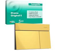 hansgrohe iFrame Element E - Placca di comando WC con doppio scarico, compatibile con hansgrohe iFrame cassetta di risciacquo da incasso per WC, oro lucido, 66003990