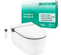 hansgrohe LavaPura Element S smart WC a parete con AquaHelix Flush, con sedile WC, 63021450, LavaPura Element S bianco [WC > Smart WC]