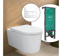 hansgrohe LivaFine WC sospeso con AquaFall Flush, SET completo con elemento incasso iFrame e placca di azionamento Original Q, 61187450+66001450#SET, LivaFine bianco [WC > WC con Elementi Incasso]