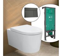 hansgrohe LivaFine WC sospeso con AquaFall Flush, SET completo con elemento incasso iFrame e placca di azionamento Element E, 61187450+66003340#SET, LivaFine bianco [WC > WC con Elementi Incasso]
