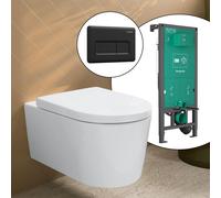 hansgrohe LivaFine WC sospeso con AquaFall Flush, SET completo con elemento incasso iFrame e placca di azionamento Original Q, 61187450+66001670#SET, LivaFine bianco [WC > WC con Elementi Incasso]