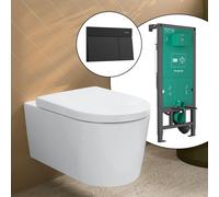 hansgrohe LivaFine WC sospeso con AquaFall Flush, SET completo con elemento incasso iFrame e placca di azionamento Element E, 61187450+66003670#SET, LivaFine bianco [WC > WC con Elementi Incasso]