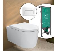 hansgrohe LivaFine WC sospeso con AquaHelix Flush, SET completo con elemento incasso iFrame e placca di azionamento Original Q, 61188450+66001700#SET, LivaFine bianco [WC > WC con Elementi Incasso]