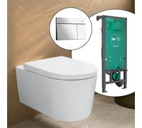 hansgrohe LivaFine WC sospeso con AquaHelix Flush, SET completo con elemento incasso iFrame e placca di azionamento Element E, 61188450+66003000#SET, LivaFine bianco [WC > WC con Elementi Incasso]