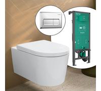 hansgrohe LivaFine WC sospeso con AquaHelix Flush, SET completo con elemento incasso iFrame e placca di azionamento Original Q, 61188450+66001000#SET, LivaFine bianco [WC > WC con Elementi Incasso]