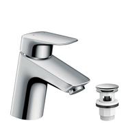 hansgrohe Logis Miscelatore monocomando lavabo 70 bassa pressione con push-open, cromo, 71074000