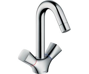 hansgrohe Logis, robinetterie de lavabo à 2 poignées, bec pivotant, ComfortZone150, sans vidage, saillie 145mm, chromé, 71221000, 71221000