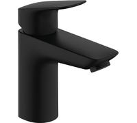 hansgrohe Logis - Rubinetto per lavabo con scarico a tirante, Miscelatore lavabo risparmio idrico (EcoSmart) con altezza bocca 93 mm, nero opaco, 71100670