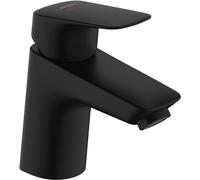 hansgrohe Logis - Rubinetto per lavabo con scarico a tirante, risparmio energetico (CoolStart), Miscelatore lavabo risparmio idrico (EcoSmart) con altezza bocca 67 mm, nero opaco, 71072670