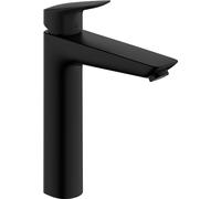 hansgrohe Logis - Rubinetto per lavabo senza scarico, Miscelatore lavabo risparmio idrico (EcoSmart) con altezza bocca 195 mm, nero opaco, 71091670