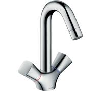 hansgrohe Logis, robinetterie de lavabo à 2 poignées, bec pivotant, ComfortZone150, vidage à tirette, saillie 145mm, chromé, 71222000, 71222000