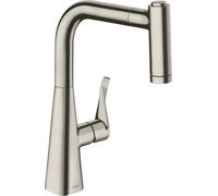 hansgrohe Metris M71 Miscelatore cucina monocomando 220, doccetta estraibile, 2 getti, sBox, acciaio inox, 73800800