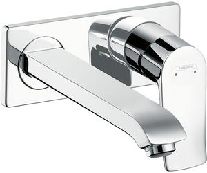 hansgrohe Metris mitigeur monocommande de lavabo encastré avec bec 225 mm pour montage mural, 31086000, 31086000