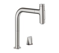hansgrohe Metris Select M71 rubinetto da cucina, con sBox, estraibile, orientabile, 73818800, sBox Metris Select M71 acciaio inox spazzolato []