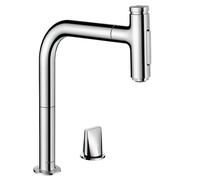 hansgrohe Metris Select M71 Miscelatore monocomando da cucina a 2 fori 200, doccia estraibile, 2jet, colorazione: cromo