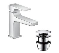 hansgrohe Metropol Miscelatore monocomando lavabo 100 con maniglia a leva e push-open, Cromo, 32500000