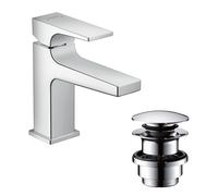 hansgrohe Metropol mitigeur monocommande pour lavabo 100, poignée, vidage par pression, pour lavabo à main, saillie 127mm, 32500000, 32500000, Colorazione: cromo