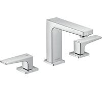 hansgrohe Metropol Rubinetteria 3 fori lavabo 110 con maniglia a leva e push-open, cromo, 32514000