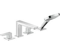 Rubinetteria bordo vasca a 4 fori con maniglie a leva e Secuflex Hansgrohe Cromo 32552000
