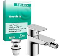 hansgrohe Neovis Q 71282000 - Rubinetto per bidet con scarico push-open, monocomando con beccuccio altezza 66 mm, risparmio energetico (CoolStart), cromato