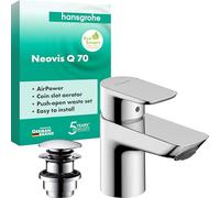 hansgrohe Neovis Q Rubinetto per Lavabo da Bagno con Push-open in metallo