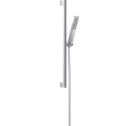 hansgrohe Pulsify E - set de ducha ahorro de agua, ducha de mano (EcoSmart) con barra ducha 65cm, flexo ducha, soporte ducha, alcachofa de ducha con 1 tipo de chorro, cromo, 24370000
