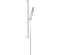 hansgrohe Pulsify E - set de ducha ahorro de agua, ducha de mano (EcoSmart) con barra ducha 65cm, flexo ducha, soporte ducha, alcachofa de ducha con 1 tipo de chorro, blanco mate, 24370700