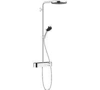hansgrohe Pulsify S - Colonna doccia a risparmio idrico (EcoSmart) con miscelatore termostatico, Sistema doccia (260 mm) con rubinetto, doccetta, tubo, asta e soffione doccia tondo, cromo, 24221000