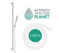 hansgrohe Pulsify S Set de douche 100, 1 type de jet économie deau+, barre de douche 90 cm, 24383700, 24383700, Colorazione: Bianco opaco