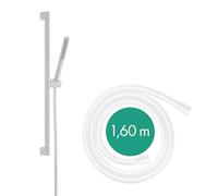 hansgrohe Pulsify S - Set doccetta per doccia con doccino a risparmio idrico (EcoSmart+, PowderRain), tubo flessibile (1,60 m) e asta doccia (0,65 m), bianco opaco, 24373700