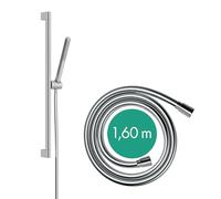 hansgrohe Pulsify S - Set doccetta per doccia con doccino a risparmio idrico (EcoSmart+, PowderRain), tubo flessibile (1,60 m) e asta doccia (0,65 m), cromo, 24373000