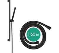 hansgrohe Pulsify S - Set doccetta per doccia con doccino a risparmio idrico (EcoSmart, PowderRain), tubo flessibile (1,60 m) e asta doccia (0,65 m), nero opaco, 24372670