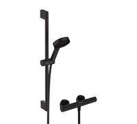 Hansgrohe Pulsify Select S set doccia 105, 3 getti Relax, elemento Ecostat, EcoSmart, asta doccia 650 mm, 24272, Colorazione: nero opaco
