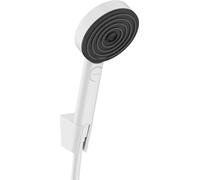 hansgrohe Pulsify Select S - Set doccetta per doccia con doccino a risparmio idrico (EcoSmart, 3 getti incl. PowderRain), tubo flessibile (1,60 m) e supporto, bianco opaco, 24305700