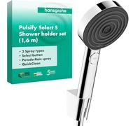 hansgrohe Pulsify Select S kit support de douche 105, 3jet Relaxation, y compris douchette à main, flexible de douche 1600mm, 24303000, 24303000, Colorazione: cromo