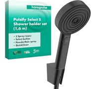 hansgrohe Pulsify Select S Set supporto doccia 105 3 tipi di getto Relax con flessibile 160 cm, nero opaco, 24303670