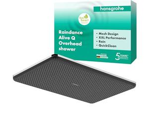 hansgrohe Raindance Alive Q - Soffione doccia a risparmio idrico (EcoSmart), Doccia a pioggia (210 x 340 mm) con1 getto (PowderRain) montaggio a parete/soffitto, funzione anticalcare, cromo, 24531000