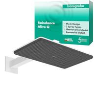 hansgrohe Raindance Alive Q - Soffione doccia, Doccia a pioggia (210 x 340 mm) con 2 getti (incl. PowderRain) per montaggio a parete, con funzione anticalcare, bianco opaco, 24550700