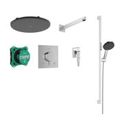 hansgrohe Raindance Alive S Set Doccia Incasso con Miscelatore termostatico | Cromo, con doccia a pioggia con braccio, doccetta, supporto e tubo flessibile, termostato, iBox Universal 2, 24622000