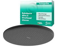 hansgrohe Raindance Alive S - Soffione doccia, Doccia a pioggia (300 mm) con1 getto (PowderRain) per montaggio a parete/soffitto, con funzione anticalcare, nero opaco, 24520670