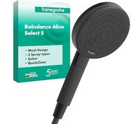 hansgrohe Raindance Alive Select S - Doccetta per doccia, Doccino con 3 getti (incl. PowderRain), Soffione doccia tondo con funzione anticalcare, nero opaco, 24500670