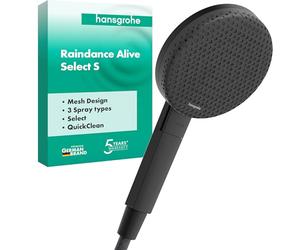 hansgrohe Raindance Alive Select S - Doccetta per doccia, Doccino con 3 getti (incl. PowderRain), Soffione doccia tondo con funzione anticalcare, nero opaco, 24500670