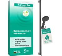 hansgrohe Raindance Alive Select S set de douche 125 3jet EcoSmart avec barre de douche Unica E PURO 90 cm et support de douche Easy Slide, 24601340, 24601340, Colorazione: Cromo nero spazzolato