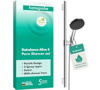hansgrohe Raindance Alive Select S - Set doccetta per doccia con doccino a risparmio idrico (EcoSmart, 3 getti incl. PowderRain), tubo flessibile (1,60 m) e asta doccia (0,65 m), cromo, 24602000