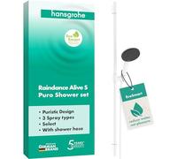 hansgrohe Raindance Alive Select S - Set doccetta per doccia con doccino a risparmio idrico (EcoSmart, 3 getti incl. PowderRain), tubo flessibile (1,60 m) e asta doccia (0,90m), bianco opaco, 24603700