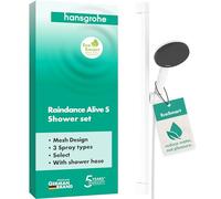 hansgrohe Raindance Alive Select S - Set doccetta per doccia con doccino a risparmio idrico (EcoSmart, 3 getti incl. PowderRain), tubo flessibile (1,60 m) e asta doccia (0,65m), bianco opaco, 24600700