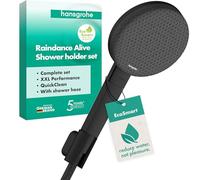 hansgrohe Raindance Alive Select S - Set doccetta per doccia con doccino a risparmio idrico (EcoSmart, 3 getti incl. PowderRain), tubo flessibile (1,60 m) e supporto, nero opaco, 24611670